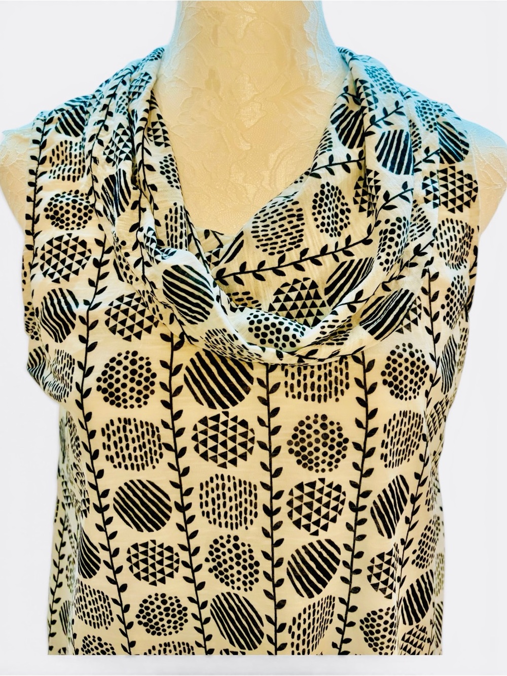 Tango Mango Sleeveless Black White Tunic Top M Resort Travel Coastal - Picture 6 of 10